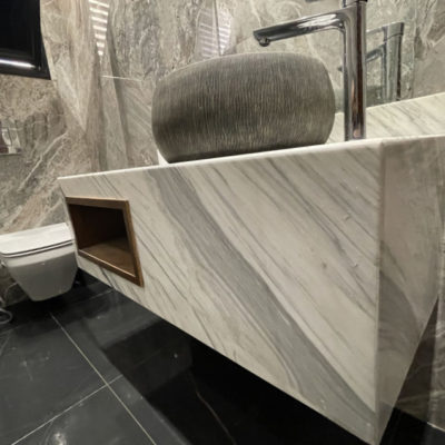 Greek calacatta imported marble used in customized sinks provided by Artstone